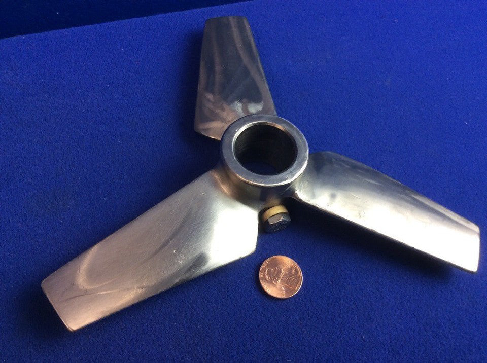8" STAINLESS STEEL 3-BLADE HYDROFOIL IMPELLER 1" BORE W/ (2) SET SCREWS