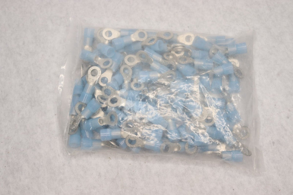 (100-Pk) Del City Ring Terminal Nylon Blue 6-Ga 5/16" Stud 