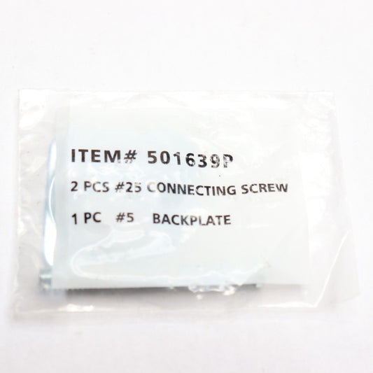 #25 Connecting Screw and #5 Backplate 501639P