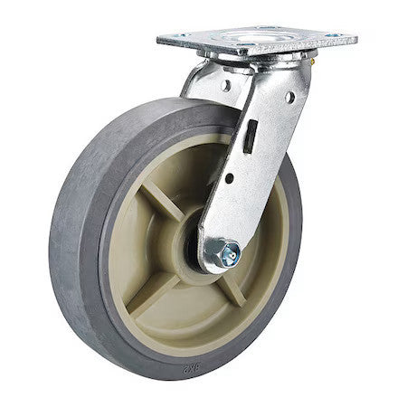 Zoro Select P21s-Prp080r-14-El Swivel Plate Caster,Rubber,8 In.,675 Lb.
