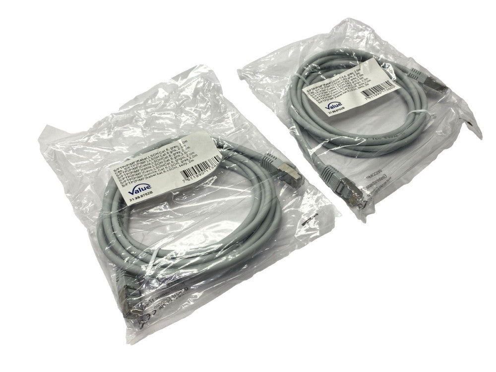 Value 21.99.0702B Double Ended Ethernet Cable RJ45 Male Connectors 2m LOT OF 2