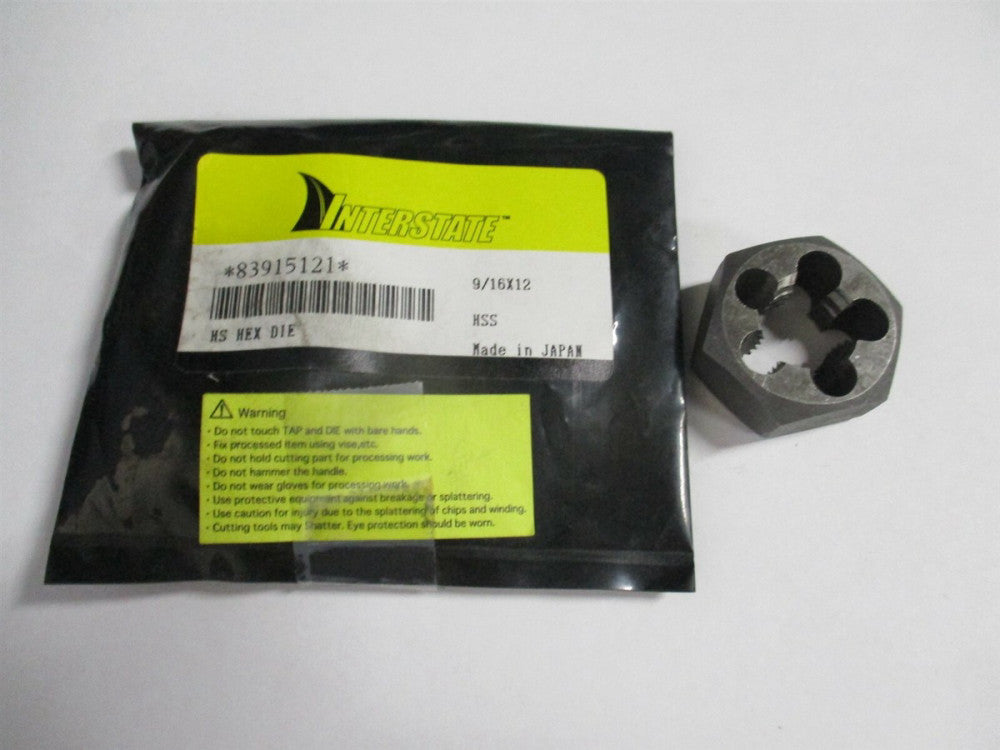 (367-0361) 9/16-12 UNC x 1/2" x 1-1/16" High Speed Steel RH Hex Rethreading Die 