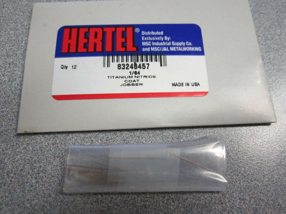 Lot of 12 Jobber Length Drill Bits 1/64 x 1/64 x 3/16 x 3/4" 118Deg Angle TiN