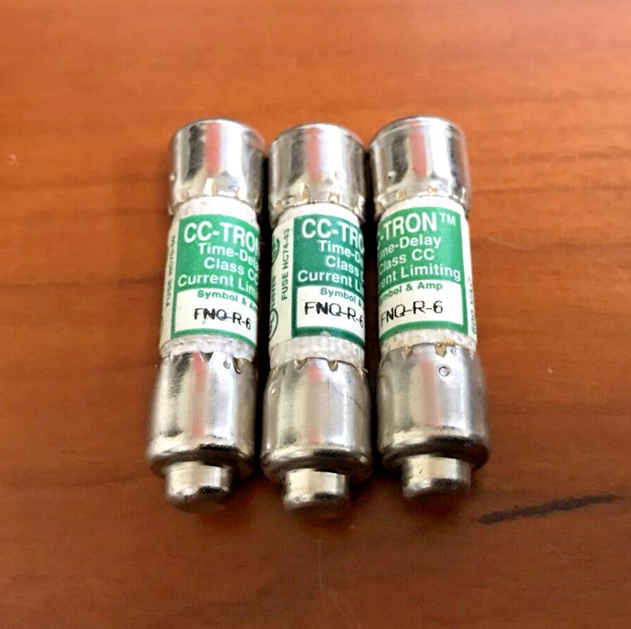 (Lot of 3) Bussmann CC-TRON FNQ-R-6 Class CC Fuse 6A 600Vac