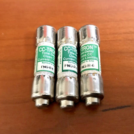 (Lot of 3) Bussmann CC-TRON FNQ-R-6 Class CC Fuse 6A 600Vac