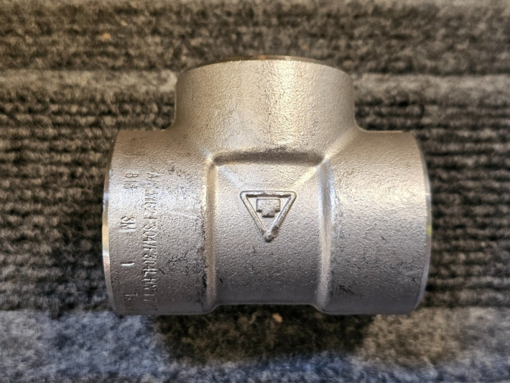 (QTY 2)Socket Weld, 3000 lb, 1 in, Pipe Tee 304/304L Stainless Steel, SW3406D-16