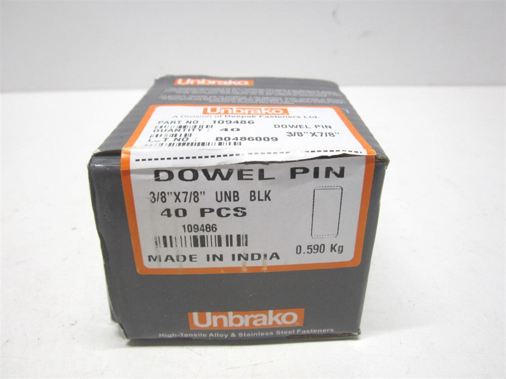 Unbrako (109486) 3/8" x 7/8" OAL Alloy Steel, Grade 8 Dowel Pin - Lot of 53 