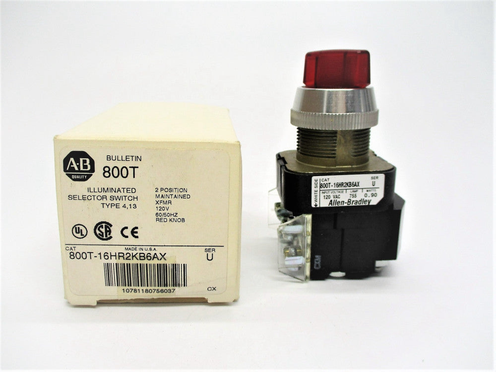 ALLEN BRADLEY 800T-16HR2KB6AX SER. U 120V (WH) NSMP
