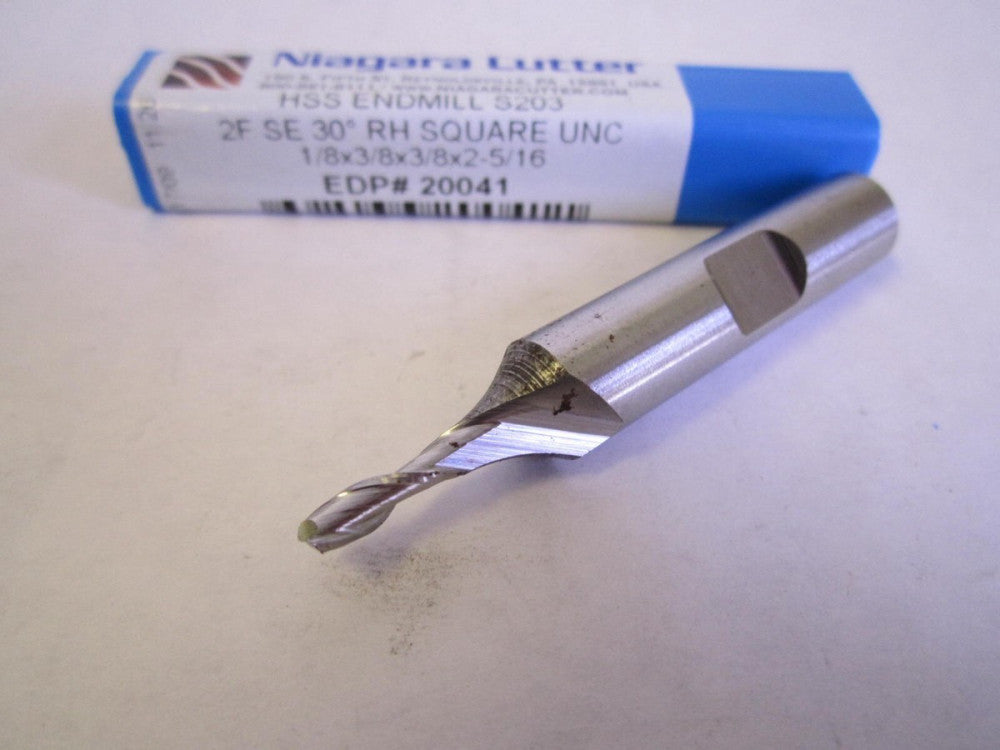 Niagara (20041) 1/8" x 3/8" x 3/8" x 2-5/16" HSS Square 2-Flute Endmill New