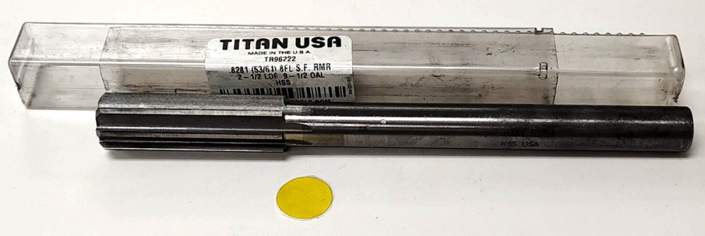 TITAN 53/64" CHUCKING REAMER .8281 8FL 2-12" FLUTE LENGTH 8" OAL TR96222