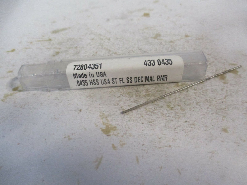 (433-0.0435) 0.0435" x 1/2" x 2-1/2" Straight Shank HSS 4-Flute Chucking Reamer 