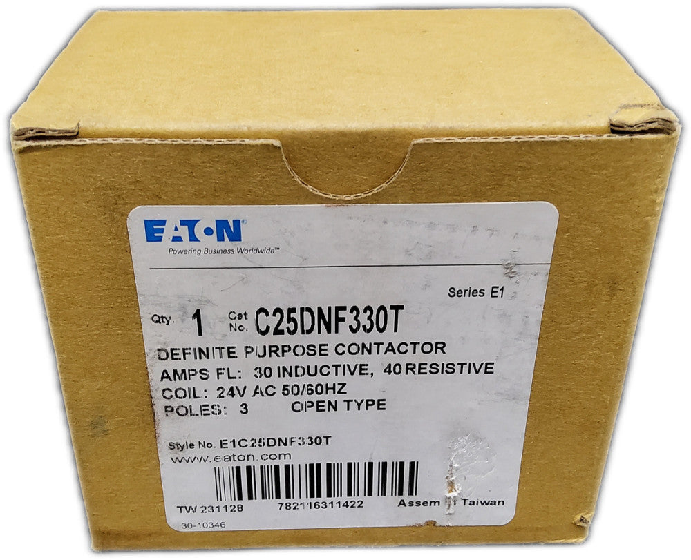 Eaton C25DNF330T 3-Pole 30A Definite Purpose Contactor 208/240V