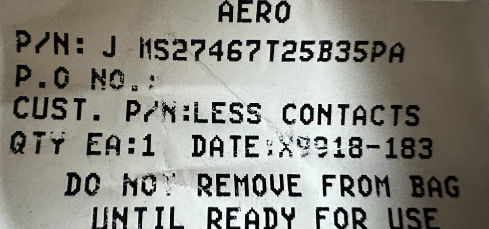 AERO  MS27467T25B35PA Connector Plug, W/ Pins, NIB