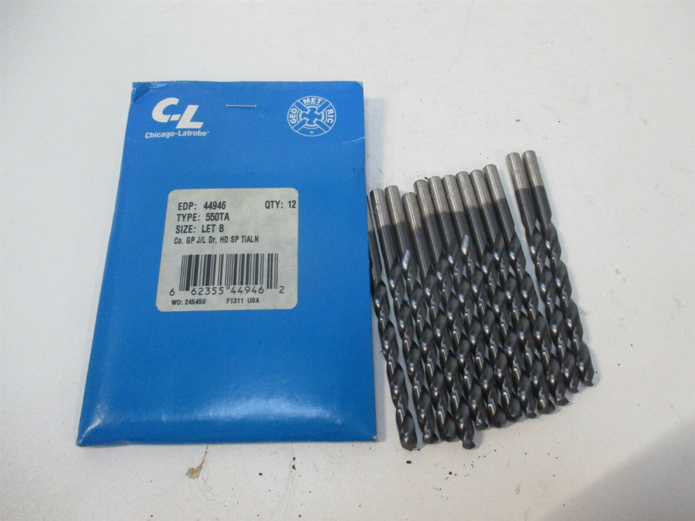Chicago-Latrobe (44946) 2-3/4 x 4" Letter B 135° RH Cobalt Jobber Drill - Qty 12