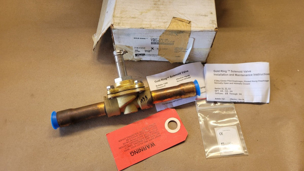 Parker 14E23C2-R1021E Gold Ring Solenoid Valve 7/8 ODF 3/4 ORIF