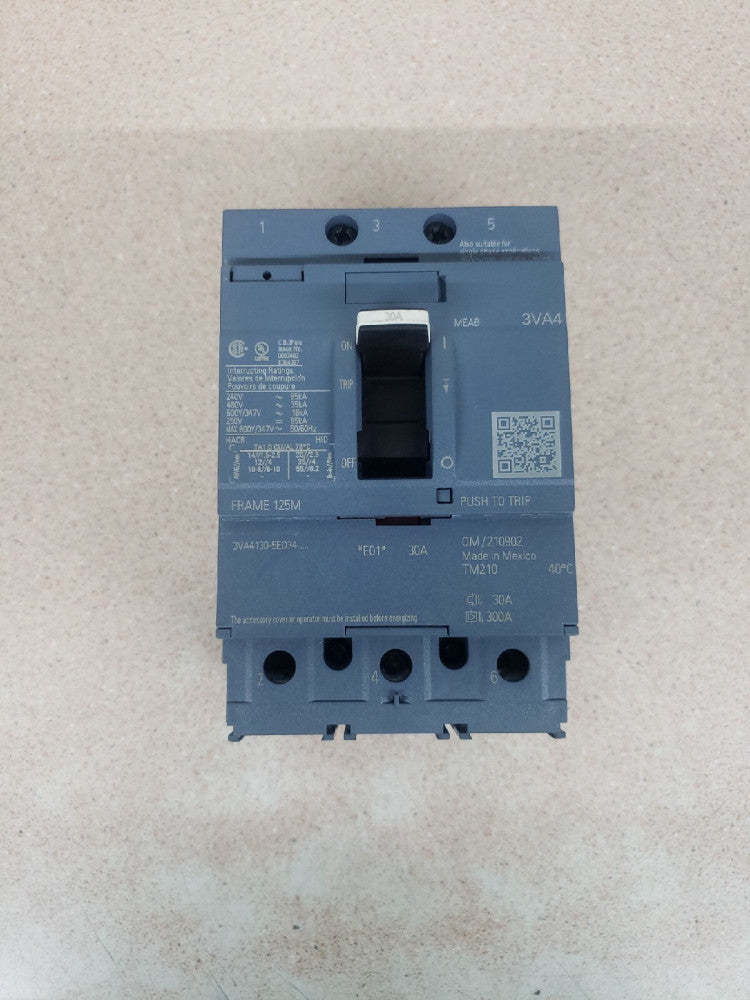 1) New Take Out! Siemens 3VA4130-5ED34-0AA0 3P 30A Circuit Breaker 125M Frame