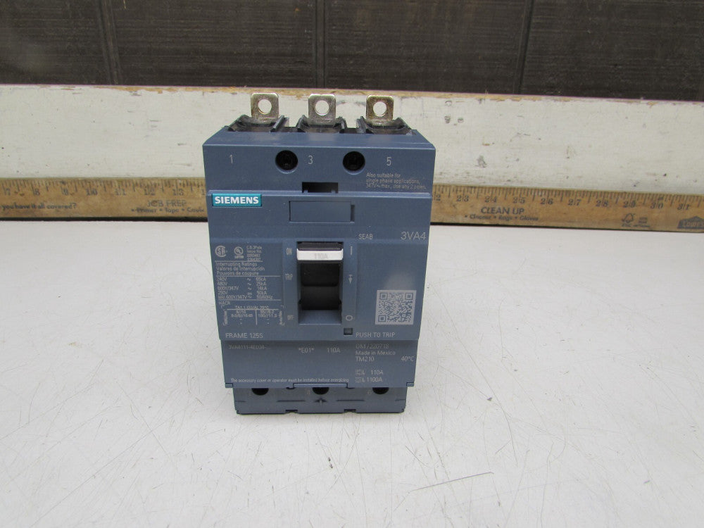 SIEMENS  3VA4111-4ED34-0AA0  ,CIRCUIT BREAKER,  3P /110A /480V/25kA  MAKE OFFER!