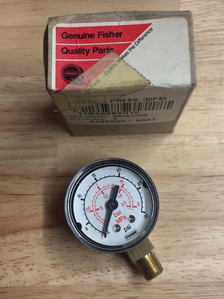 New Fisher 11B4038X012 Pressure Gauge 30 Psi 1.5” Face 1/8” Npt