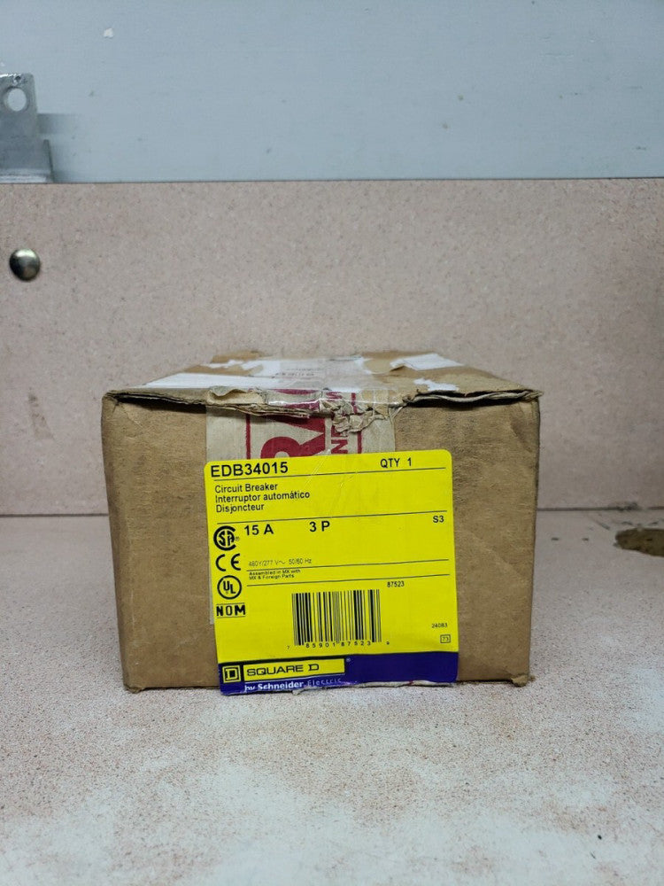 Square D EDB34015 15Amp 480/277volt 3p breaker NEW OLD STOCK