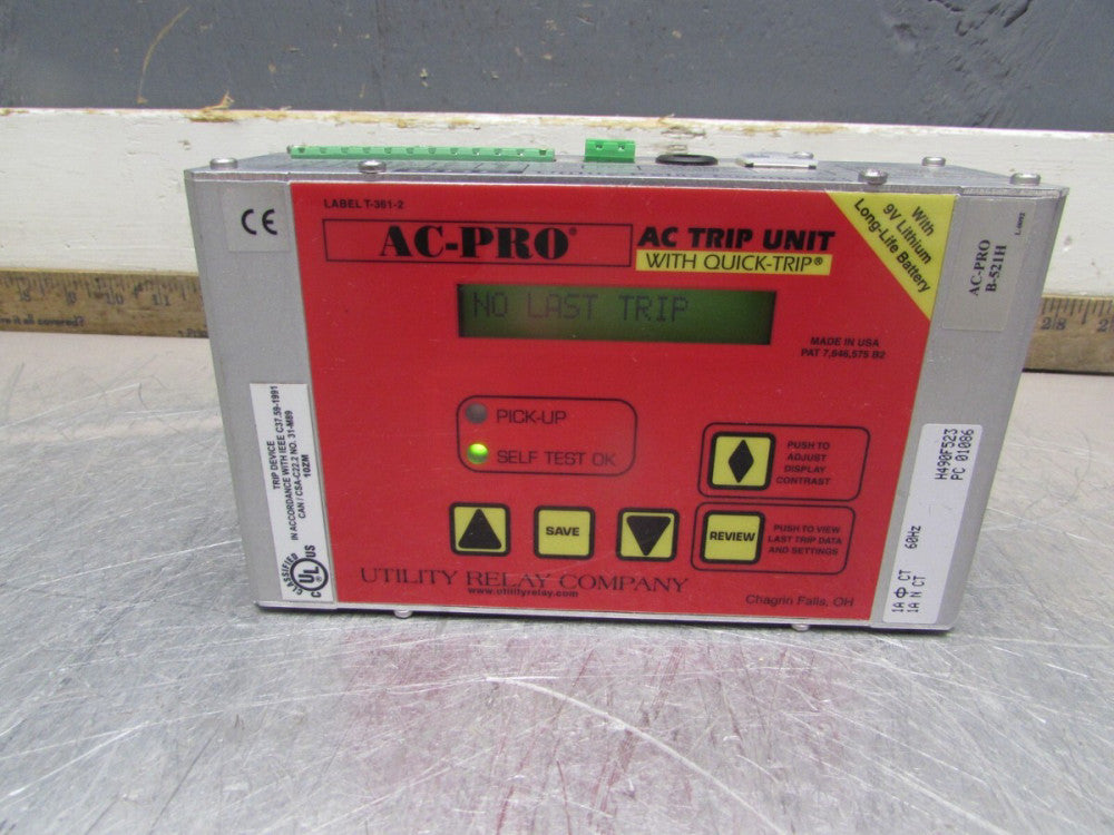 Utility Relay Co.  B-521H,  AC-PRO Trip unit, 24v, GOOD TAKEOUT! MAKE OFFER!