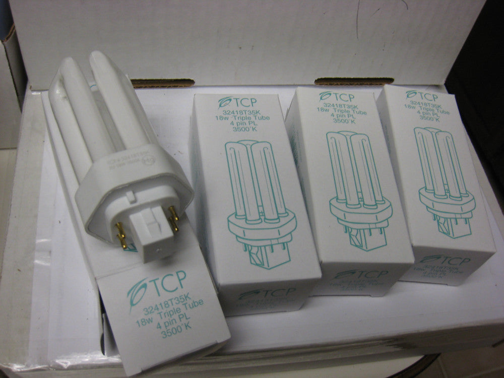 4 yes 4 NEW TCP 18W TRIPLE LAMP PL 4-PIN 35K 32418T 120V 18W Bulb FREE SHIPPING