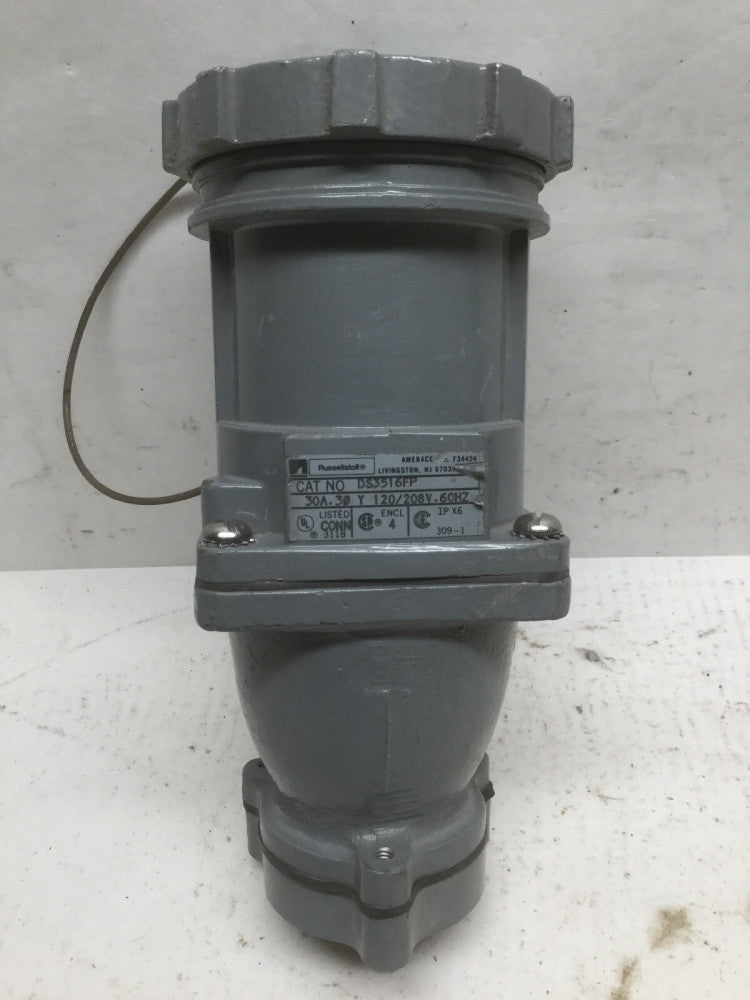 Russellstoll DS3516FP Maxguard Pin & Sleeve Connector 30A 30Y 120/208V 60Hz Plug
