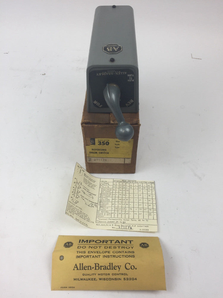 ALLEN BRADLEY 971176 REVERSING DRUM SWITCH 600V SIZE 0