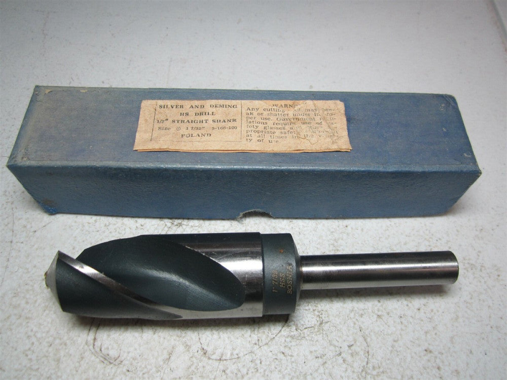 TMX (5-166-100) 1-7/32 Cut Diam 1/2" Shank 3" Flute 6" OAL Silver & Deming Drill