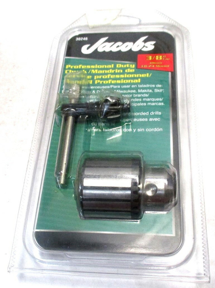 Jacobs (30246) 3/8-24 Mount 1.6-9.53mm Capacity Keyed Threaded Mount Drill Chuck