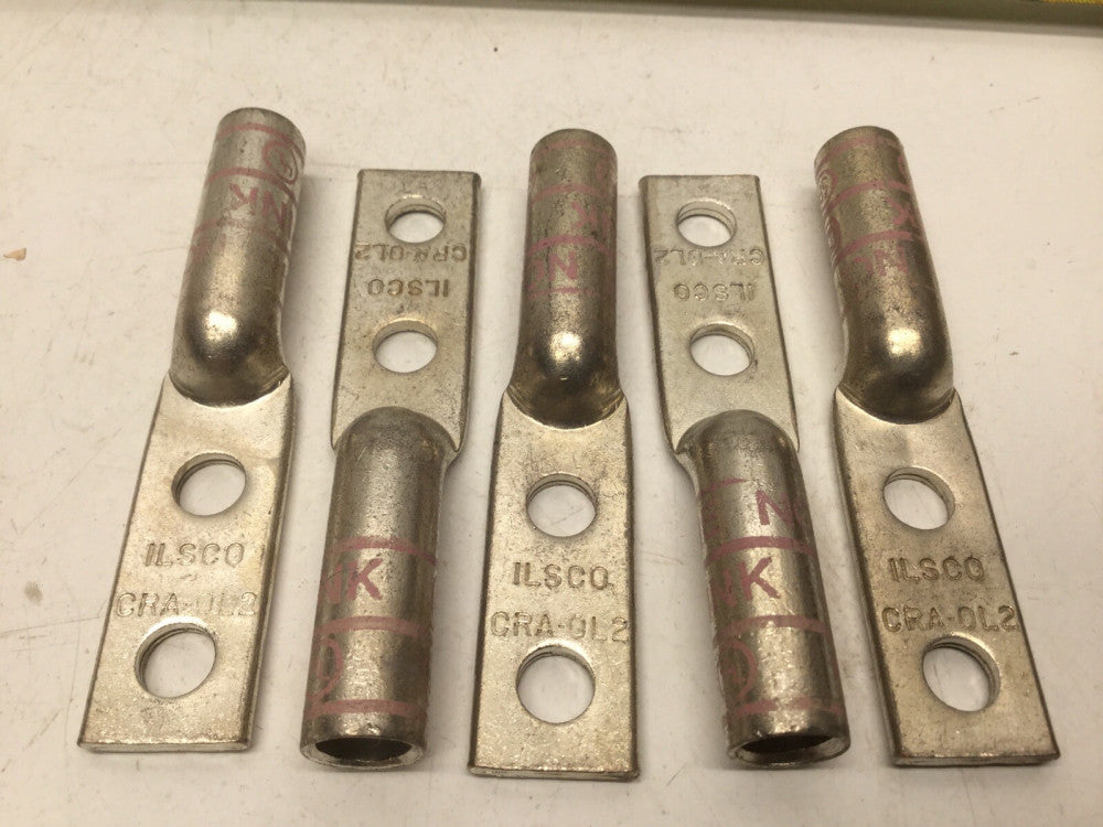 ILSCO CRA0L2 #2 Pink 2 Hole 5/16" Long Compession Connector Lug (Lot of 5)