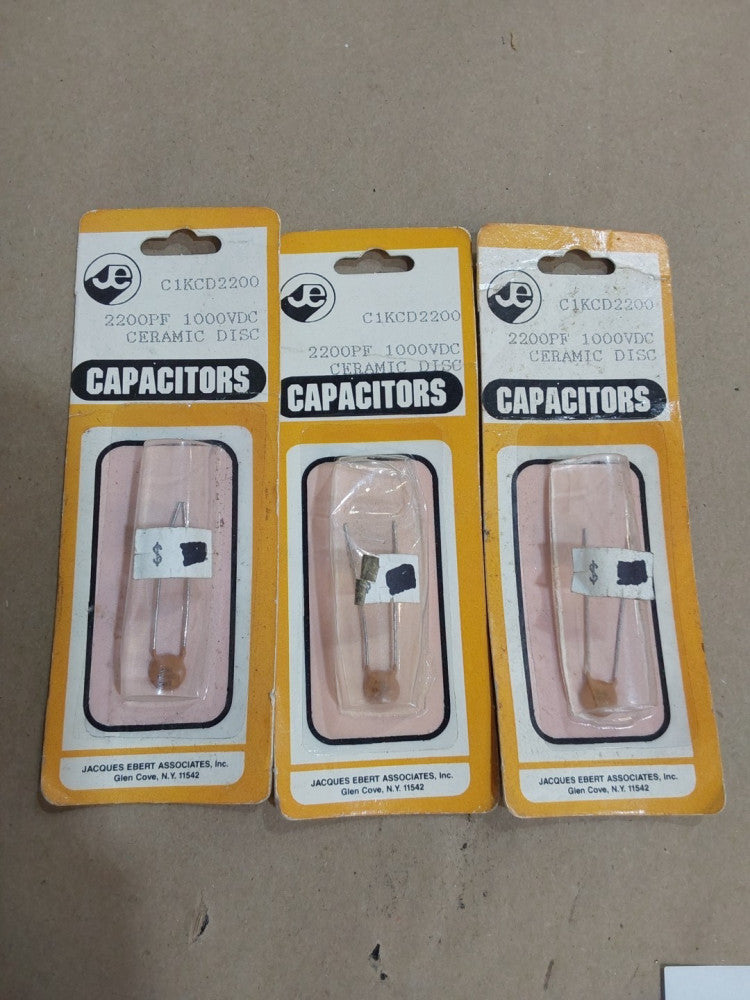 JACQUES EBERT C1KCD2200 2200PF 1000V CERAMIC DISC CAPACITORS (LOT OF 3)