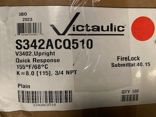 (100 PACK) 3/4 NPT V3402 BRASS 155 QR UPRIGHT STANDARD SPRAY SPRINKLER HEAD