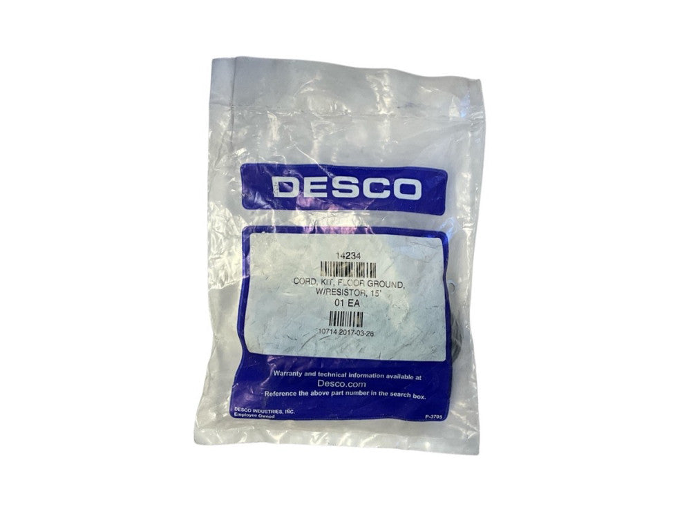 Desco 14234 Floor Ground Cord Kit 15ft with 1MΩ Resistor ESD Grounding Cable