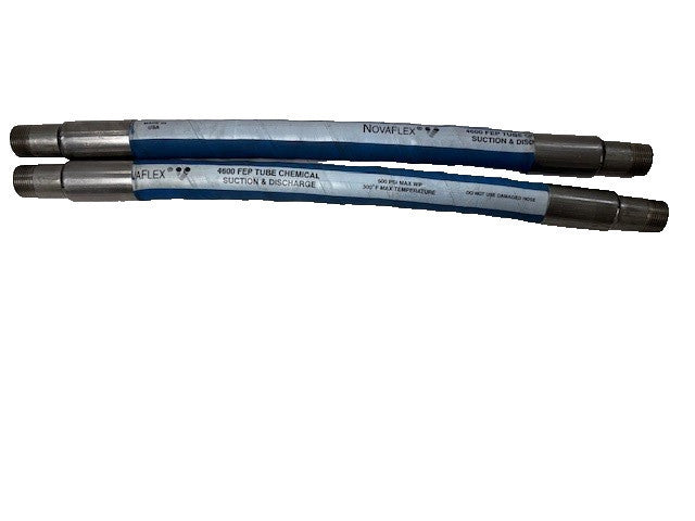 NOVAFLEX 4600CF FEP CHEMICAL HOSE ASSEMBLY (LOT OF 2) 1.5FT