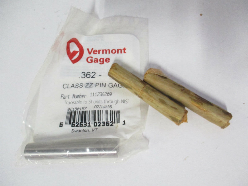 Vermont Gage (111236200) 0.362" Diam Class ZZ Minus Plug & Pin Gage - Lot of 3