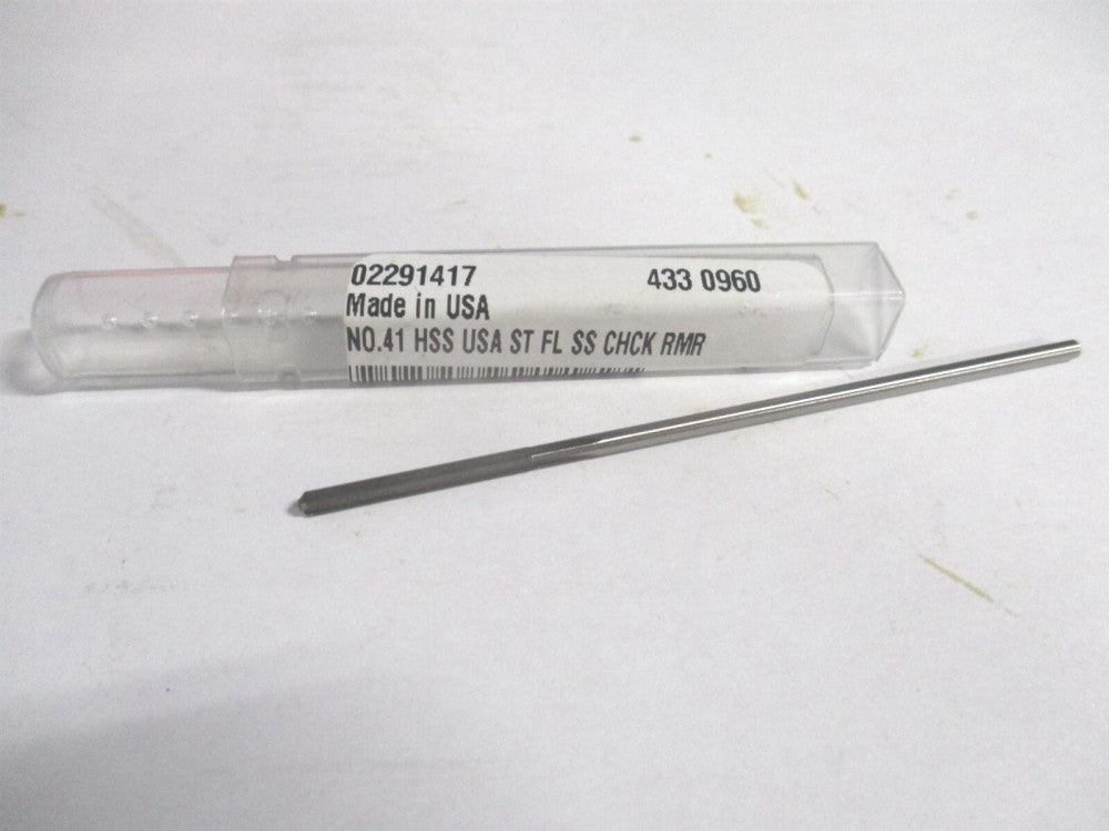 (433-0.0960) #41 7/8" x 3-1/2" OAL Straight Shank HSS 4-Flute Chucking Reamer 