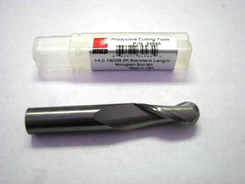 IMCO (34565) Micrograin Carbide Ball End Mill 14mm x 32mm x 83mm 2 Flute USA 