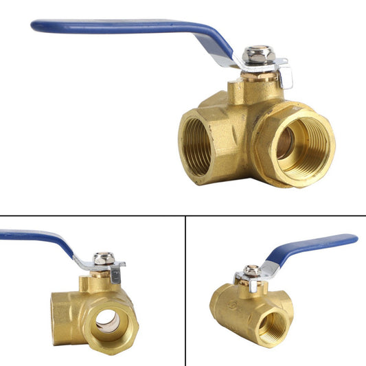 3-Way Ball Valve Female T Port Lever Handle G3/4" Made Of Forged Brass