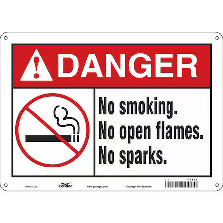 Condor 474T38 Safety Sign, 10" H, 14 In W,  Horizontal Rectangle, English,