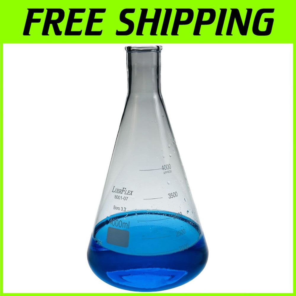 4000ML Erlenmeyer Flask - Lightweight Borosilicate Glass for Experiments