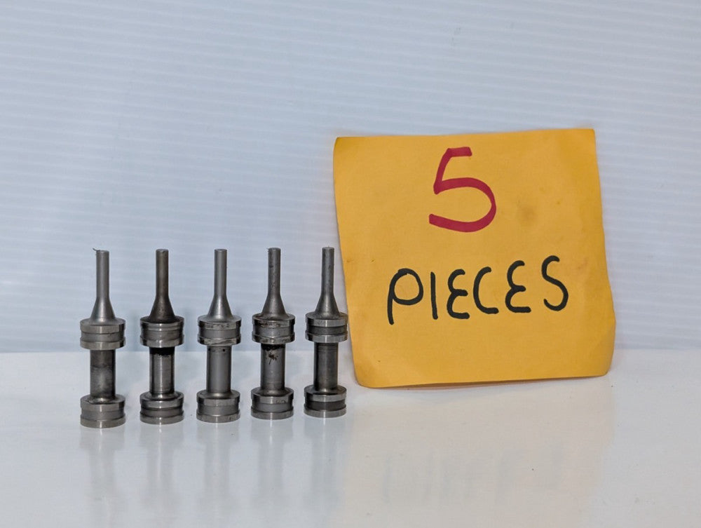 Lot of 5 Dual Pulley Shafts or Spindles, 2.5" Length x 0.6" Outside Diameter