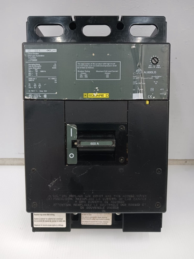 Square D 600 Amp Bolt-On Circuit Breaker 3 Pole 600 VAC 65kA LCP36600
