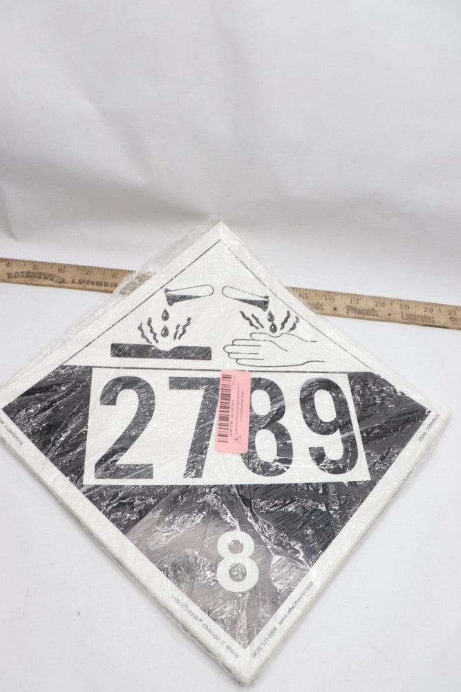 (25-Pk) Label Master Placard Corrosive Class 8 2789 ZEZ4B-2789-RPO-160266 CY