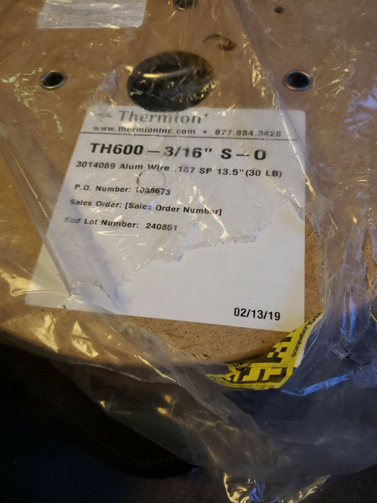 THERMION TH600 - 3/16" S-O, 3014069 THERMAL SPRAY ALUM WIRE .187 SP 13.5" 30LB