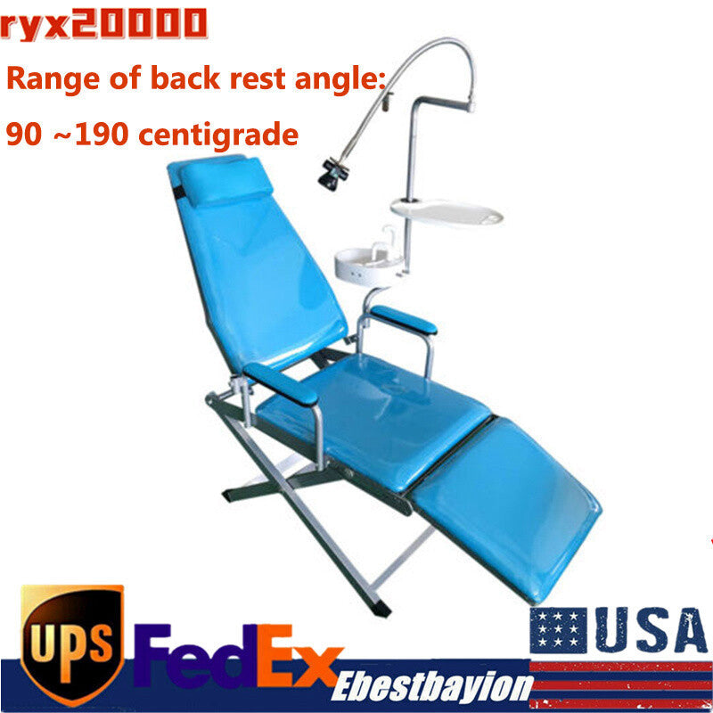 Portable Dental Mobile Folding Chair Stool LED light Dental Tray Waste Basin TOP