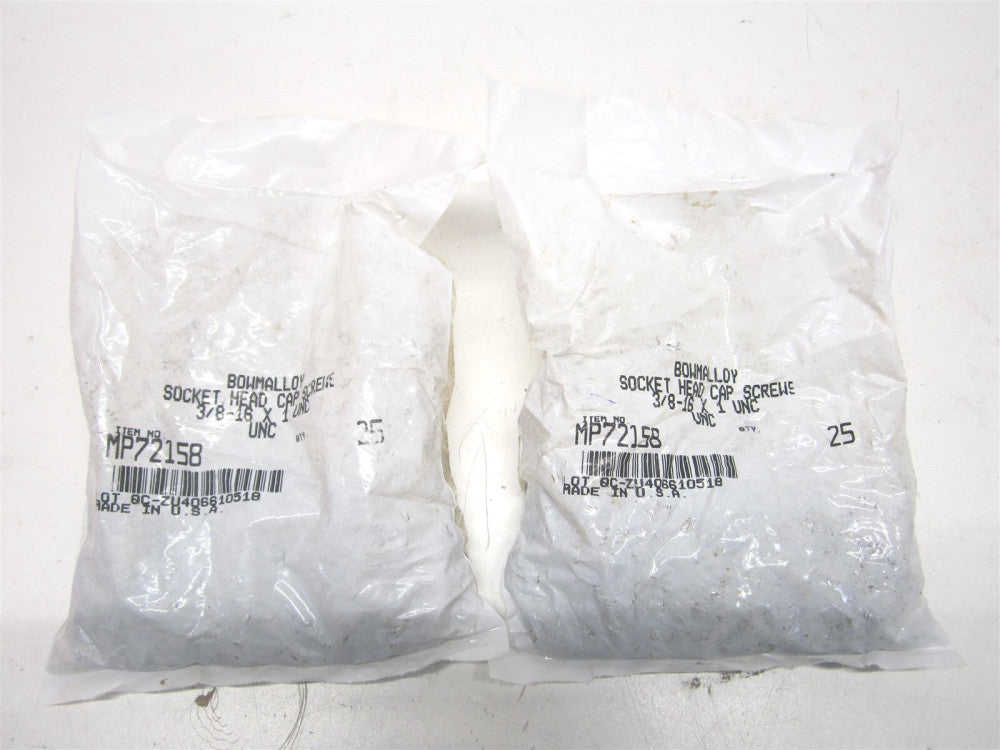 (MP72158) 3/8-16 x 1" Ally Steel Hex Socket Cap Screw 25ct. - Lot of 2