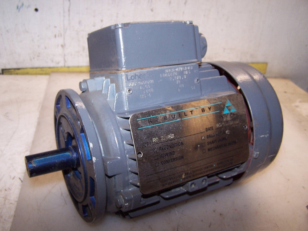 REBUILT LOHER .55 KW AC ELECTRIC MOTOR 1690 RPM 265/460 VAC ANCA-071BJ-04E  