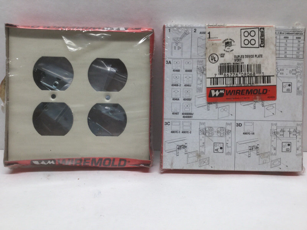 Wiremold V4046B-2 2 Gang Duplex Device Plate Ivory (Lot of 2)