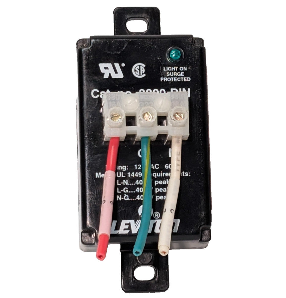 Leviton 3800-DIN Industrial DIN-rail-mounted surge protector, 125 VAC, 60 Hz