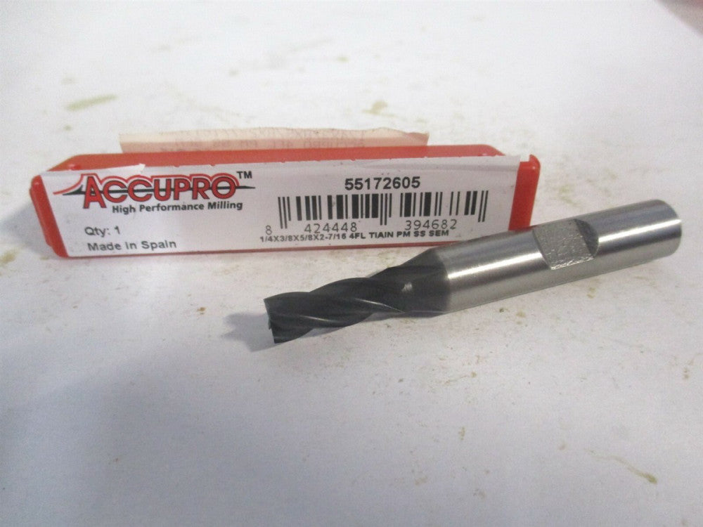 (39468) 1/4" x 5/8" x 3/8" x 2-7/16" OAL Powdered Metal 4 Flute Square End Mill 